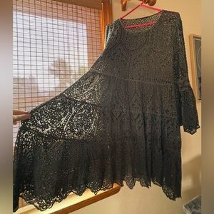 Gretty Zueger silk embroidered dress with long sleeves